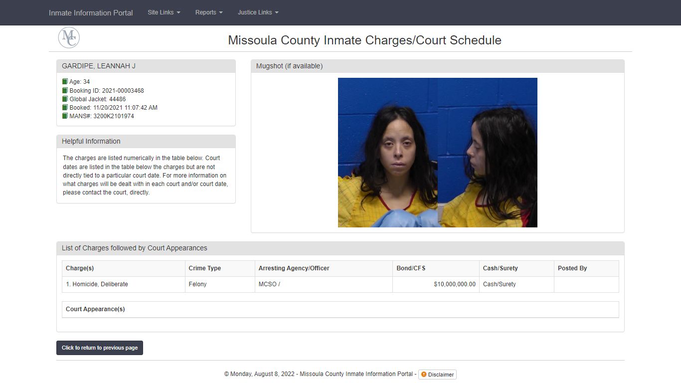 - Missoula County Inmate Information Portal