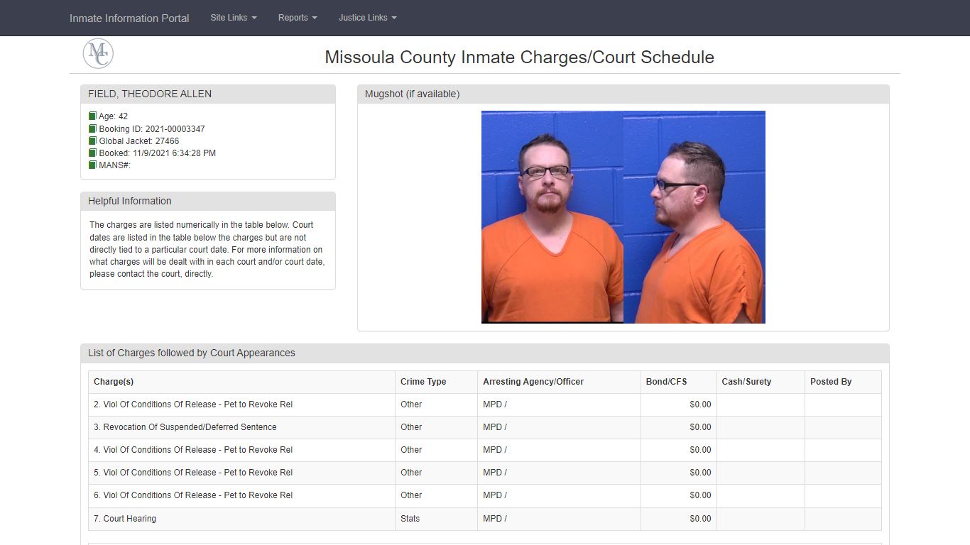 - Missoula County Inmate Information Portal